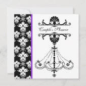 Black and White Chandelier Couple's Shower Invite Kaart (Voorkant)
