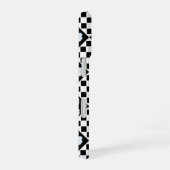 Black and White Checked Pansy Pattern iPhone 16 Hoesje (Rechterkant)
