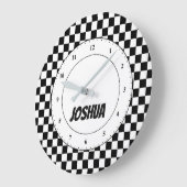 Black and White Checker Flag Large Clock Grote Klok (Hoek)