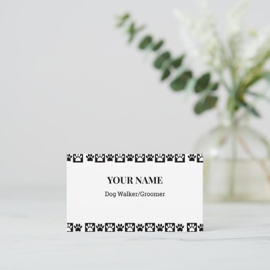 Black and White Checker Pattern Dog Walker Groomer Visitekaartje (Staand voorkant)