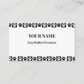 Black and White Checker Pattern Dog Walker Groomer Visitekaartje (Voorkant)