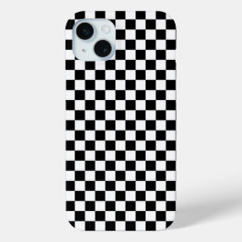 Black and white checkerboard pattern  iPhone 15 mini hoesje