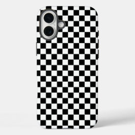 Black and white checkerboard pattern  iPhone 16 plus hoesje