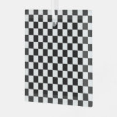 Black and white checkerboard pattern  glas ornament (Voorkant links)