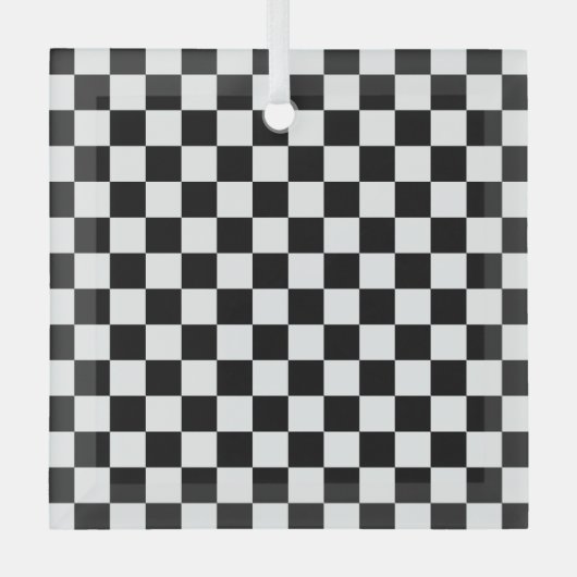 Black and white checkerboard pattern  glas ornament (Voorkant)