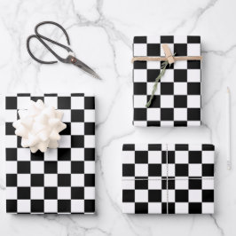 Black and white checkerboard pattern  inpakpapier vel