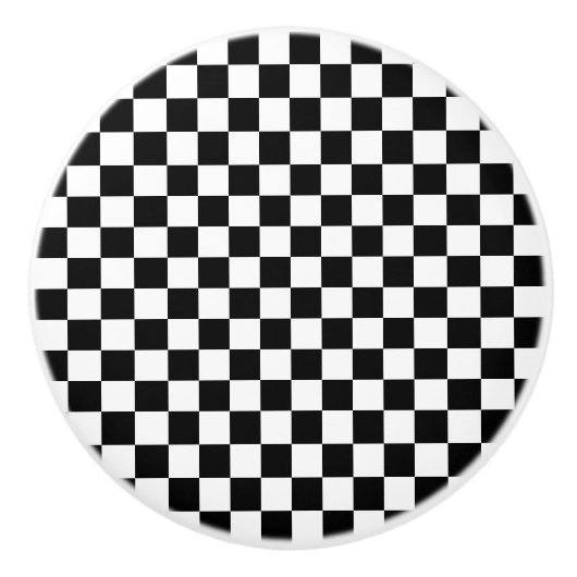 Black and white checkerboard pattern keramische knop (Voorkant)