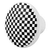 Black and white checkerboard pattern keramische knop (Rechts)