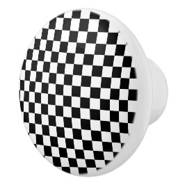 Black and white checkerboard pattern  keramische knop