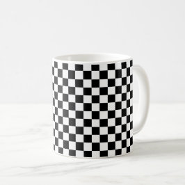 Black and white checkerboard pattern  koffiemok