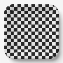 Black and white checkerboard pattern  papieren bordje