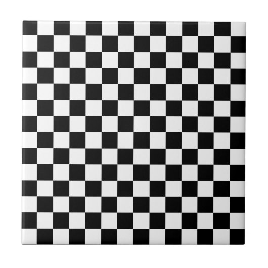 Black and white checkerboard pattern  tegeltje (Voorkant)