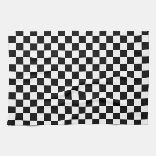 Black and white checkerboard pattern  theedoek (Horizontaal)