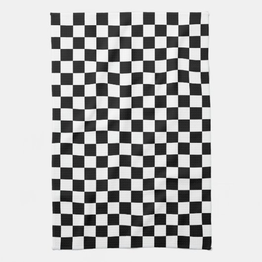 Black and white checkerboard pattern theedoek (Verticaal)