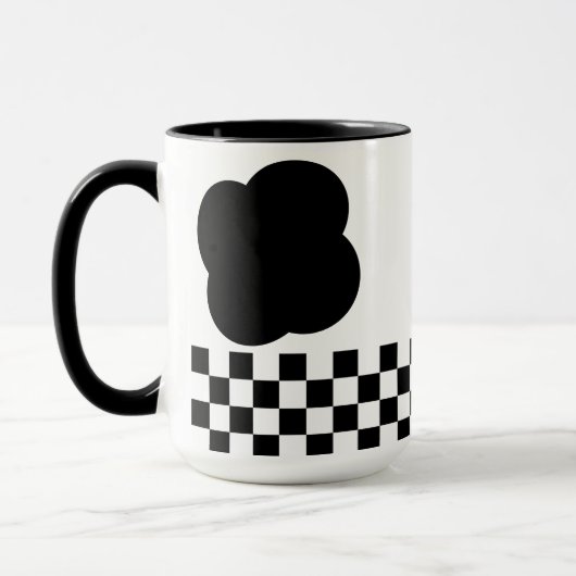 Black and White Checkerboard Two-Tone Mug Mok (Links)