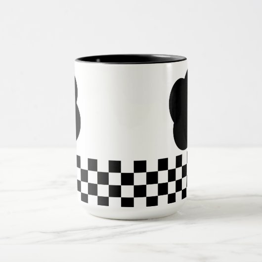 Black and White Checkerboard Two-Tone Mug Mok (Midden)