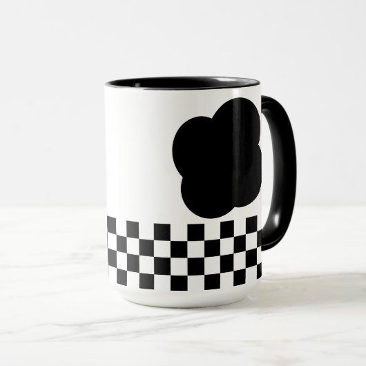 Black and White Checkerboard Two-Tone Mug Mok (Voorkant rechts)