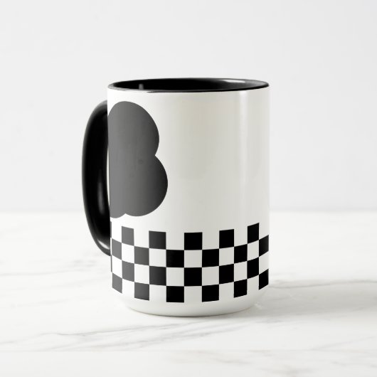 Black and White Checkerboard Two-Tone Mug Mok (Voorkant links)