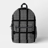 Black and White Checkered Backpack  Bedrukte Rugzak (Voorkant)