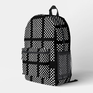 Black and White Checkered Backpack Bedrukte Rugzak