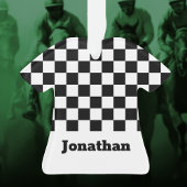 Black and White Checkered Boys Name Ornament