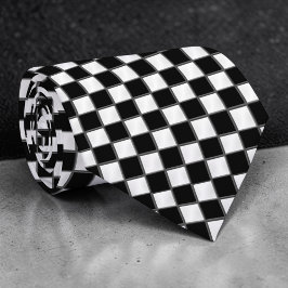 Black and White Checkered Custom Necktie Stropdas