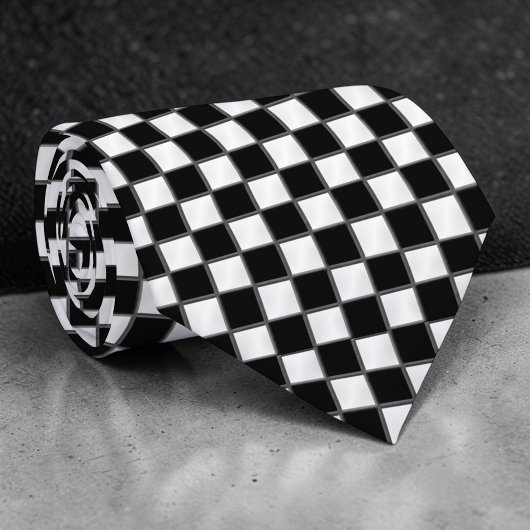 Black and White Checkered Custom Necktie Stropdas