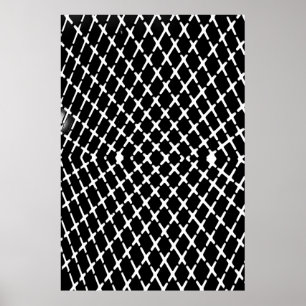 Black and white checkered illustration poster