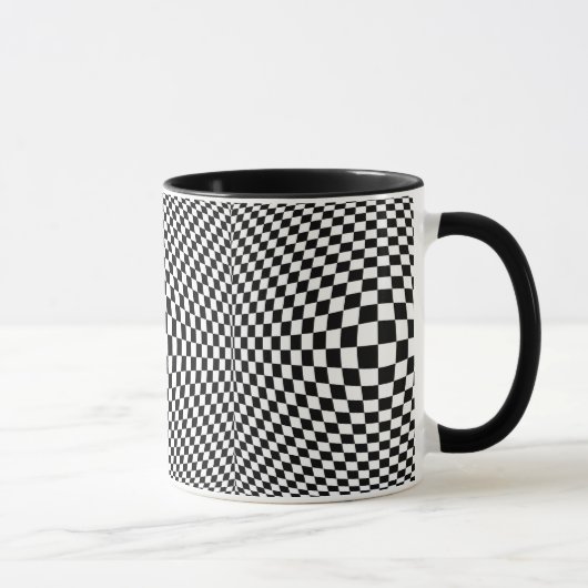 Black and White Checkered Op Art Mok (Rechts)