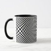 Black and White Checkered Op Art Mok (Links)