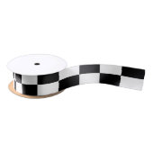 Black and White Checkered Pattern Satijnen Lint (Spoel)