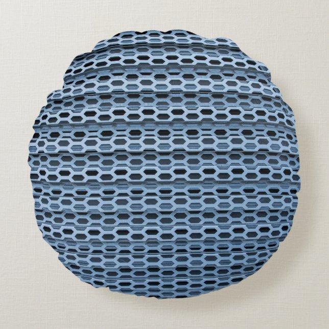 Black and white checkered textile rond kussen (Voorkant)