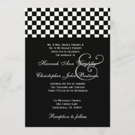 Black and White Checks Wedding Metallic 32 Kaart