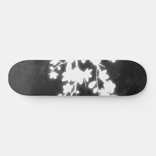 Black and White Cherry Blossom Persoonlijk Skateboard (Horizontaal)