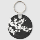 Black and White Cherry Blossom Sleutelhanger (Voorkant)