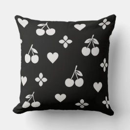 Black and White Cherry Heart Sierkussen