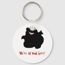 Black and White Cheshire Cat Mad Sleutelhanger