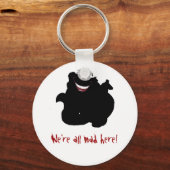 Black and White Cheshire Cat Mad Sleutelhanger (Voorkant)