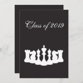 Black and White Chess Graduation Party Uitnodiging (Voorkant / Achterkant)