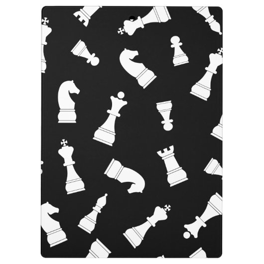 Black and White Chess Piece Pattern Klembord (Achterkant)