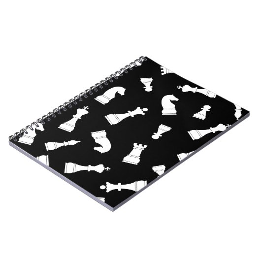 Black and White Chess Piece Pattern Notitieboek (Linkerzijde)