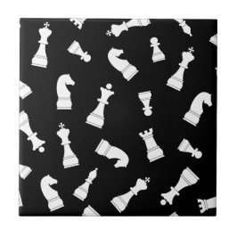 Black and White Chess Piece Pattern Tegeltje