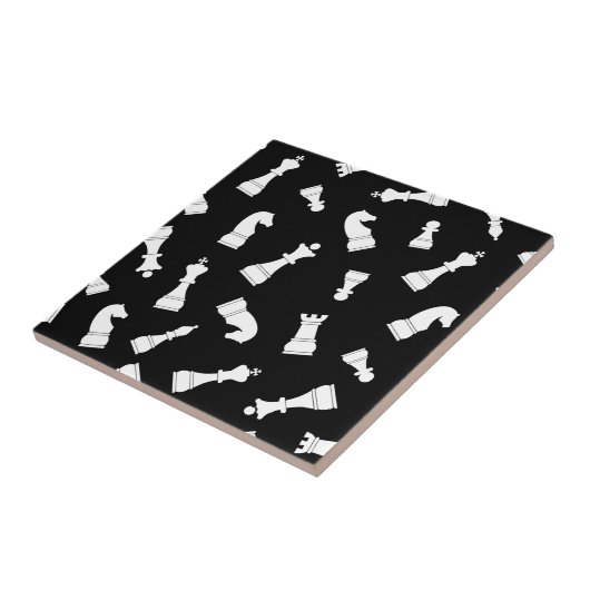 Black and White Chess Piece Pattern Tegeltje (Zijkant)
