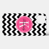 Black and White Chevron with Pink Monogram Case-Mate iPhone Case (Achterkant (horizontaal))