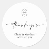 Black and White | Chic & Modern Wedding Monogram  Ronde Sticker (Voorkant)