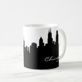 Black and White Chicago Skyline Koffiemok (Voorkant rechts)