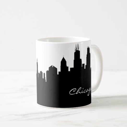 Black and White Chicago Skyline Koffiemok (Voorkant rechts)