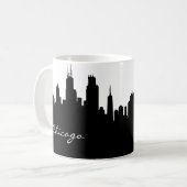 Black and White Chicago Skyline Koffiemok (Voorkant links)