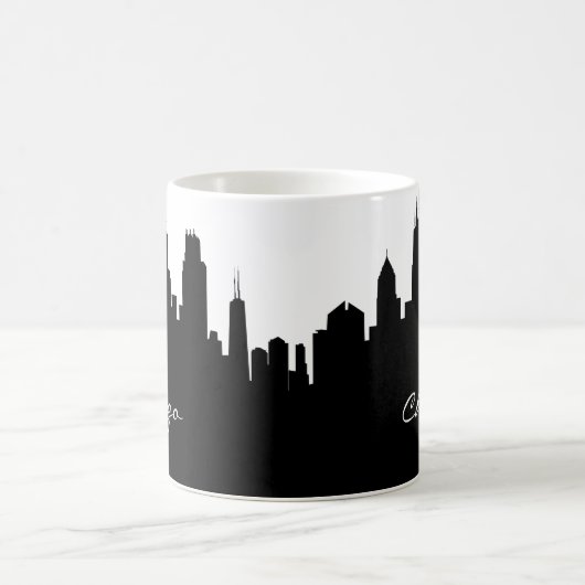 Black and White Chicago Skyline Koffiemok (Center)