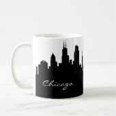 Black and White Chicago Skyline Koffiemok (Links)